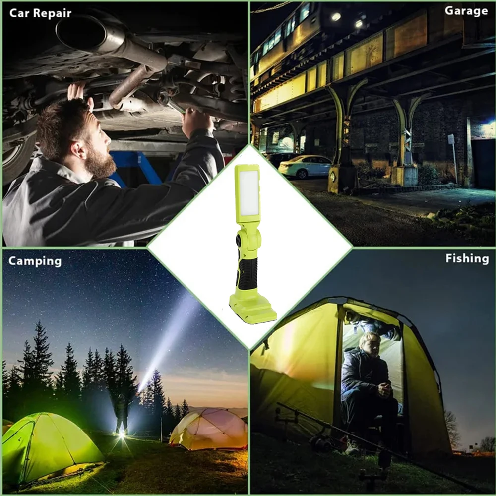 Nueva luz LED de trabajo para Ryobi, batería de 18V, 12W, 1000LM, linterna portátil con protección de bajo voltaje para Camping, taller y garaje - imagen 5