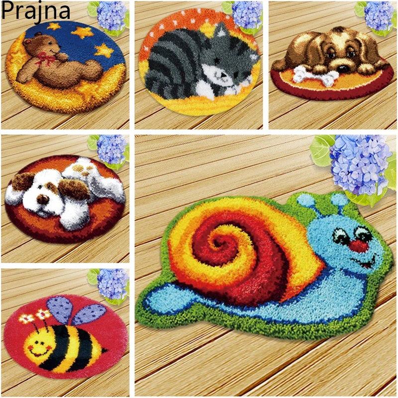 Kit de gancho de pestillo de bordado de alfombra, paquete de almohadilla de botón de alfombra, paquete de Smyrna, Animal de dibujos animados, indefinido, bricolaje - imagen 2