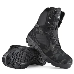 Botas tácticas de invierno de cuero para hombre - desierto resistente