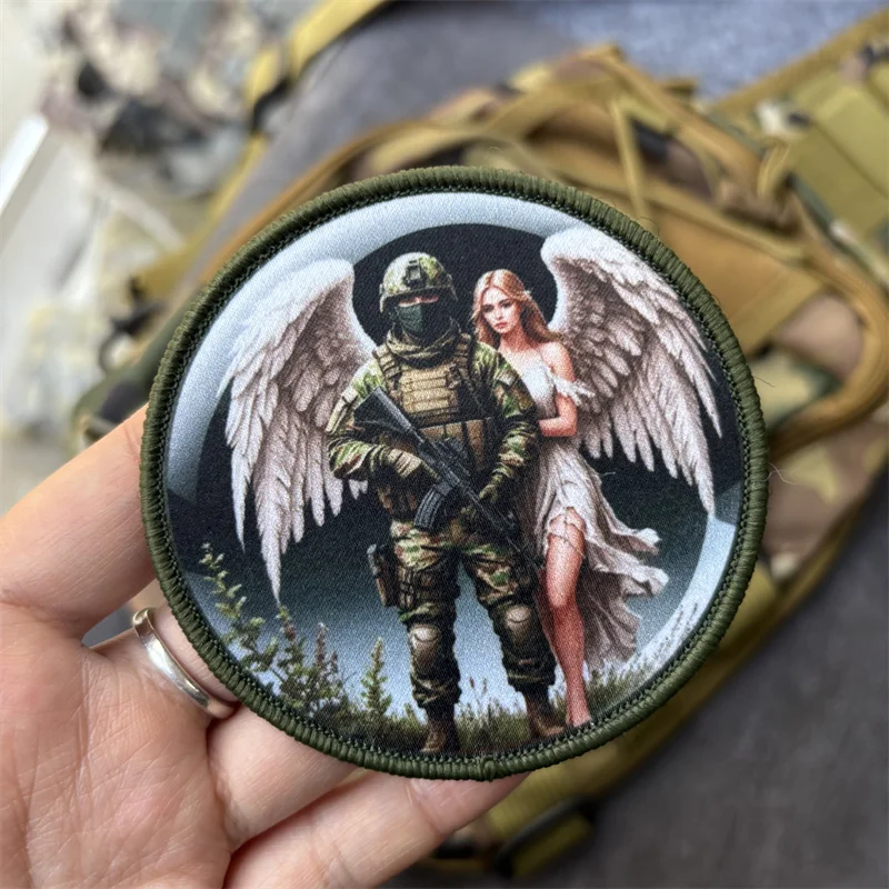 Parche estampado militar "ángeles Protect The Soldiers", insignia de moral táctica, parches con gancho, pegatinas para ropa y mochila - imagen 4