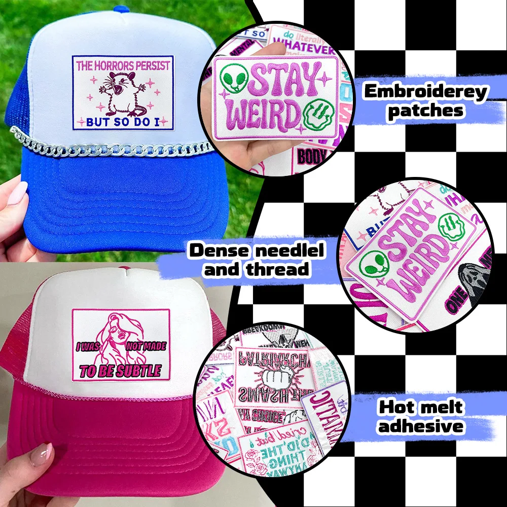 10 unids/lote, venta al por mayor, parches divertidos con letras en inglés, parches bordados para sombreros, parches para planchar para ropa, parche con letras de dibujos animados DIY - imagen 2