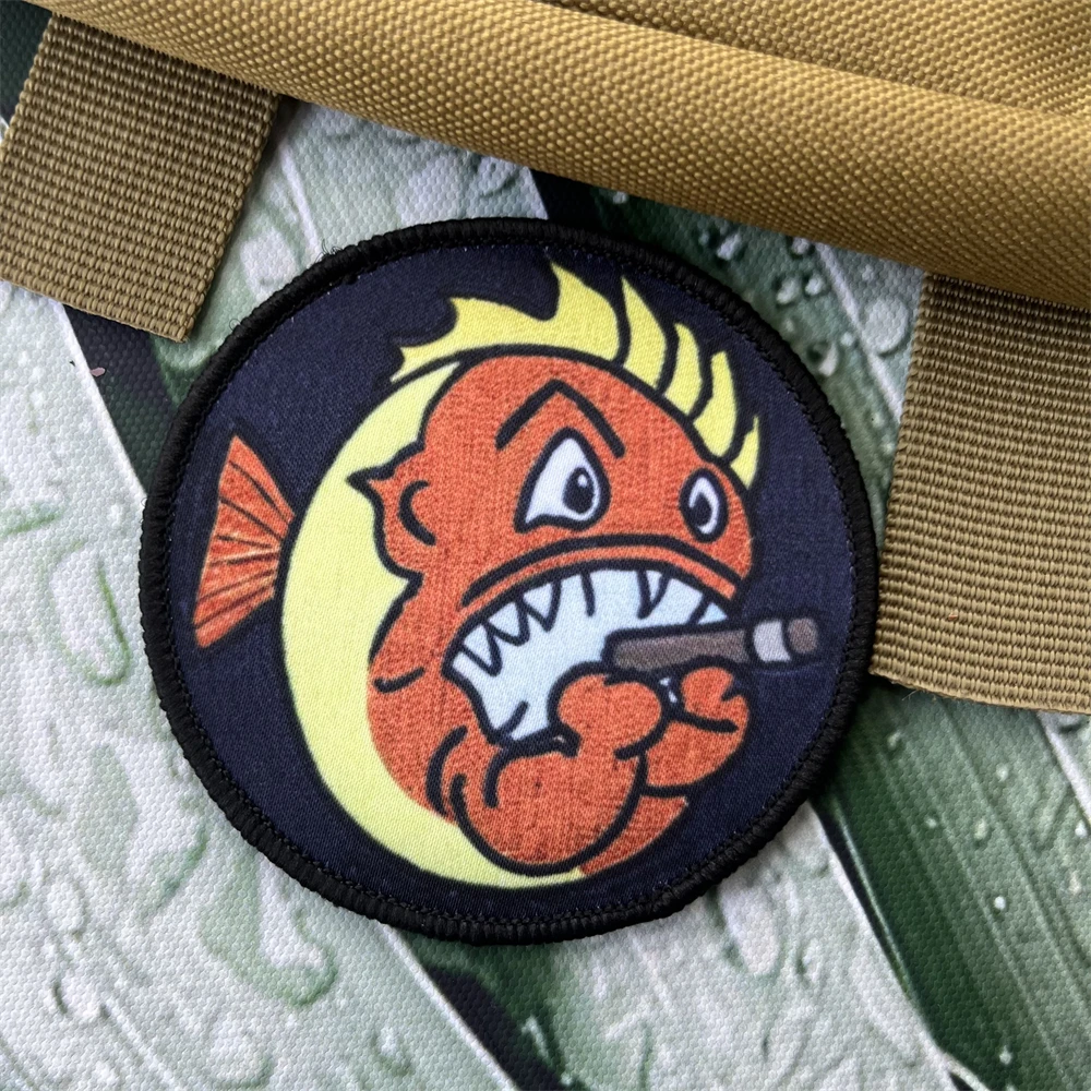 Insignia de moral de pez HELLFISH de lucha, parches impresos, pegatina de gancho y bucle, mochila táctica - imagen 2