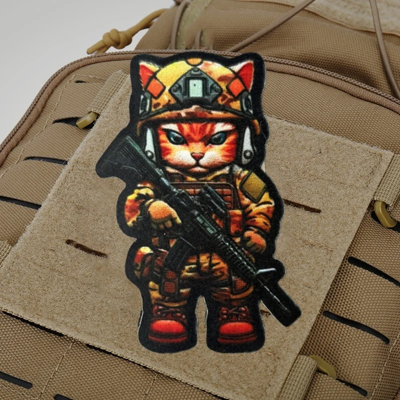 Parche táctico de gato, insignia de moral militar, brazalete con estampado, parches de gancho, pegatina para mochila para ropa - imagen 4