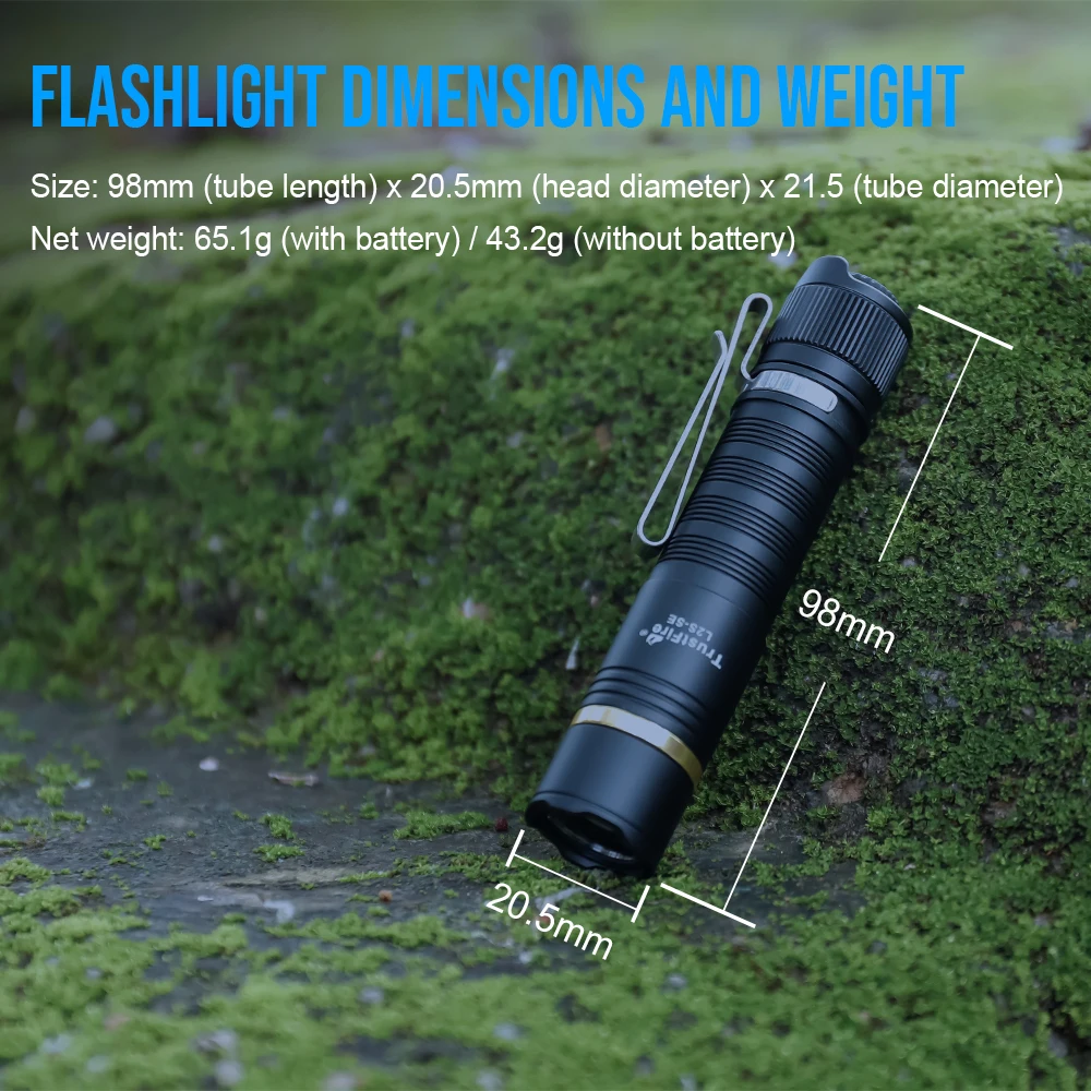 Trustfire-linterna Led táctica L2S-SE, 1050 lúmenes, alimentada por batería 14500 AA, Ipx6, 3 modos, potente EDC, para exteriores - imagen 3