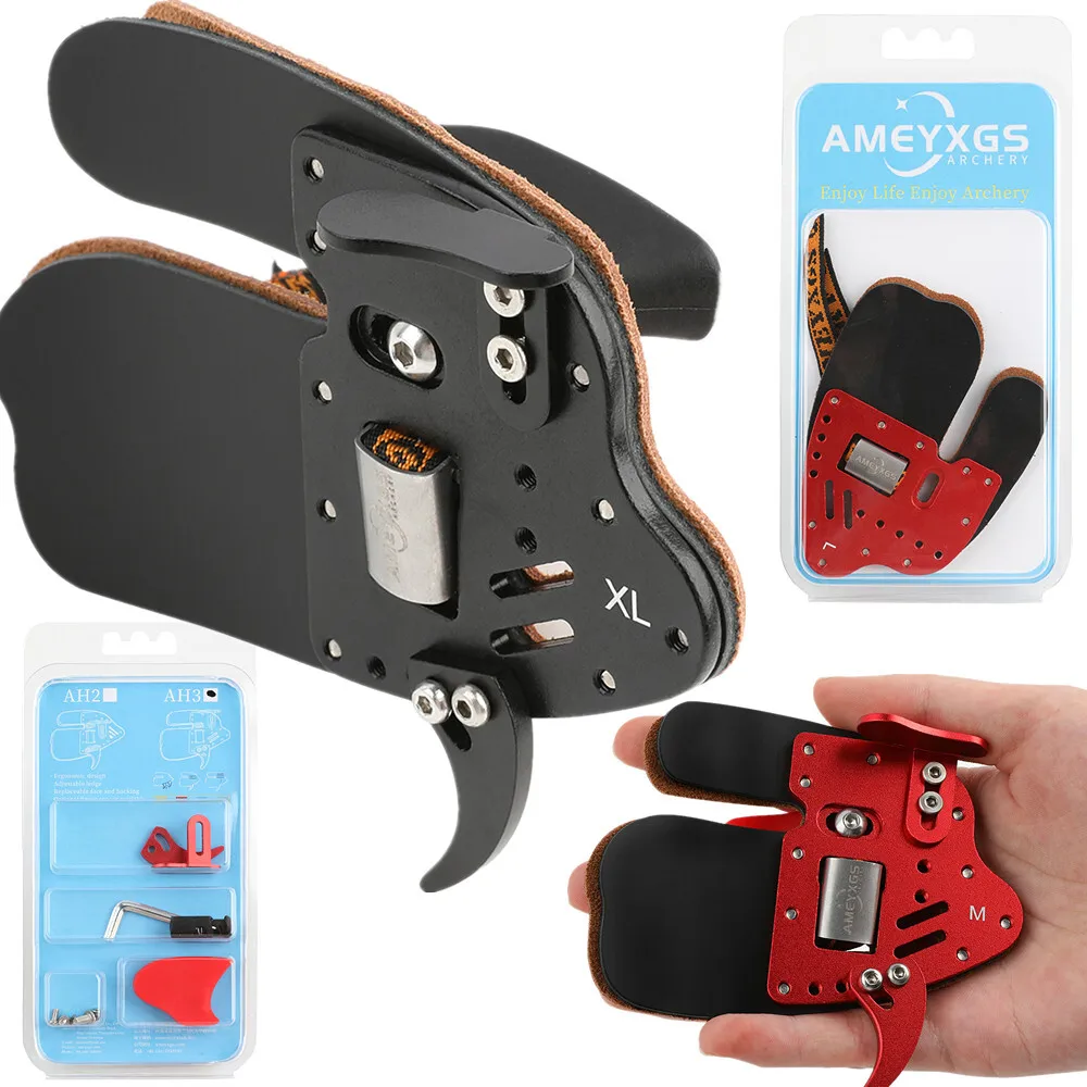 Protector de dedo para tiro con arco S/M/L/XL, pestaña de cuero de vaca para mano derecha, arco, flecha, guante de protección para caza, Protector de dedo para tiro