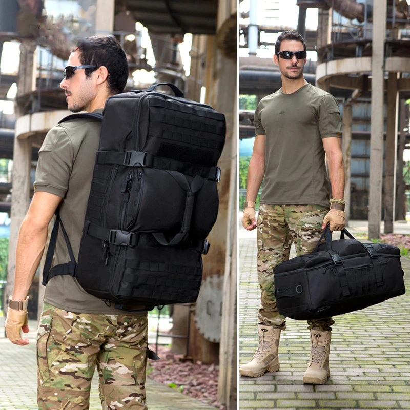 Mochila táctica grande de 60L para hombre, bolso de viaje para acampar, Trekking, escalada, deportes, Molle - imagen 3