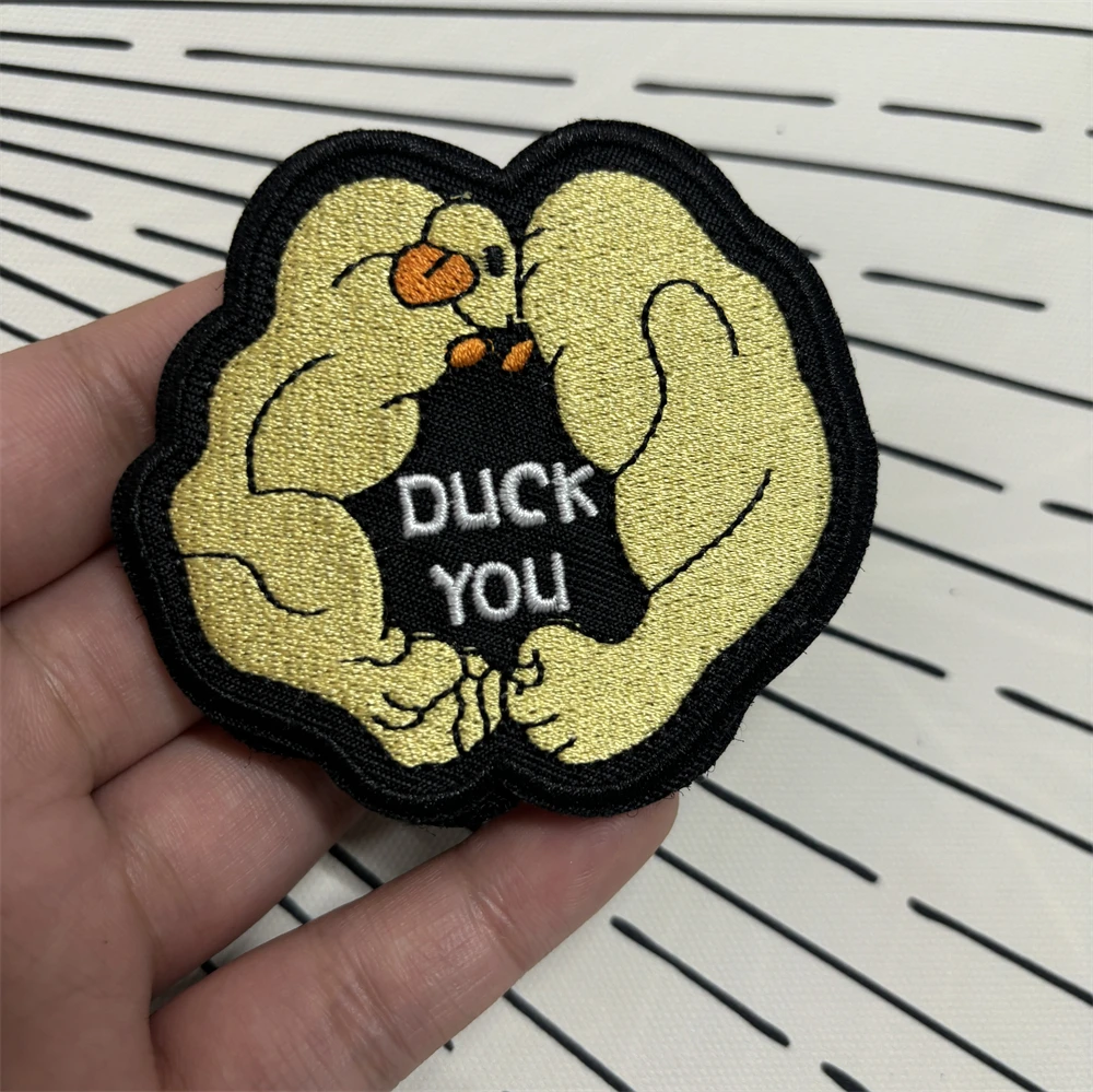Parche bordado de moral de pato musculoso para Fitness, emblema de gancho y bucle de Animal de gato bonito, brazalete divertido para perro, mochila, pegatinas para ropa - imagen 5