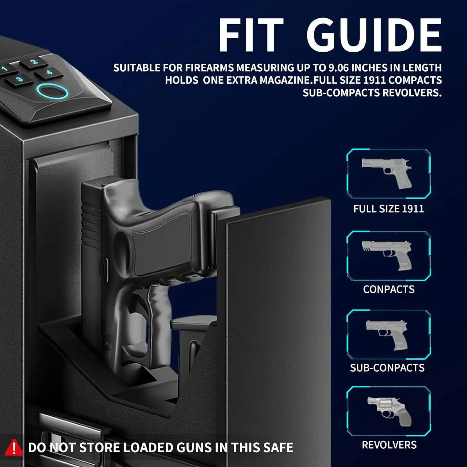 Caja fuerte para pistola inteligente con certificación FCC, soporte de pared para pistola oculta con huella dactilar/Bluetooth/WiFi, acceso rápido seguro, seguridad antirrobo para pistola - imagen 3