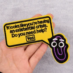 ¿Tien necesitas ayuda? Parche bordado para planchar, parches para ropa, parches termoadhesivos, parches divertidos para ropa, insignia, costura DIY