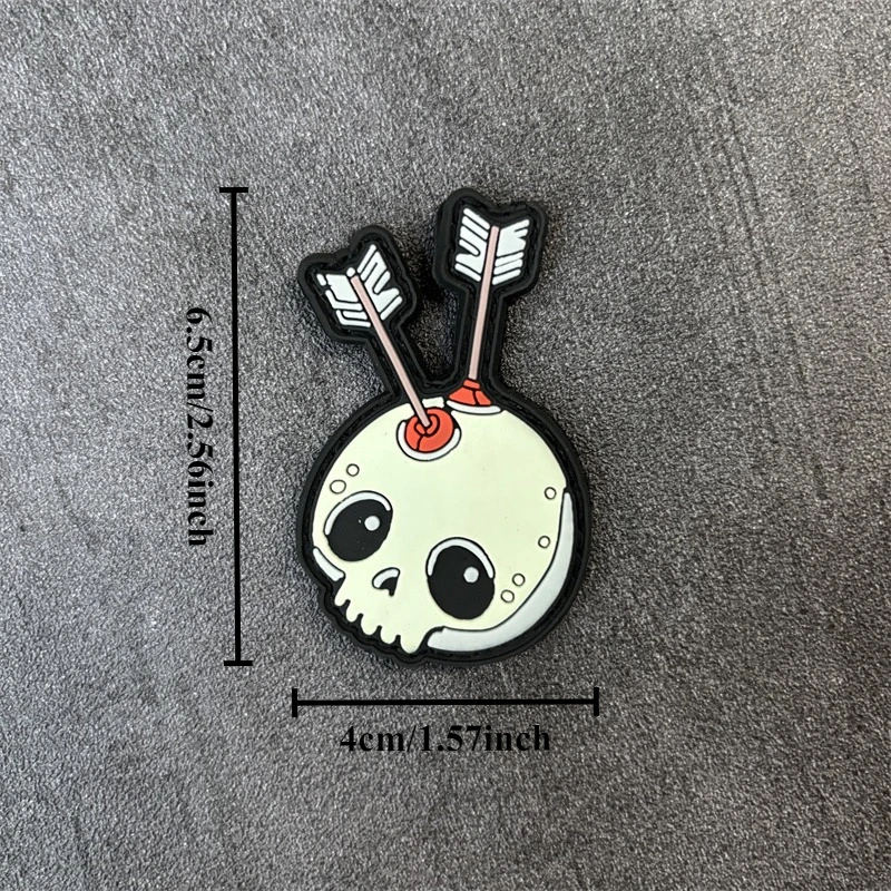 Parche PVC 3D calavera – Insignia moral táctica con velcro - imagen 3