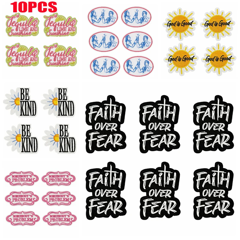 10 Uds sombreros chaquetas parche DIY dibujos animados/letras parche bordado hierro en parches para ropa parches termoadhesivos pegatinas para coser