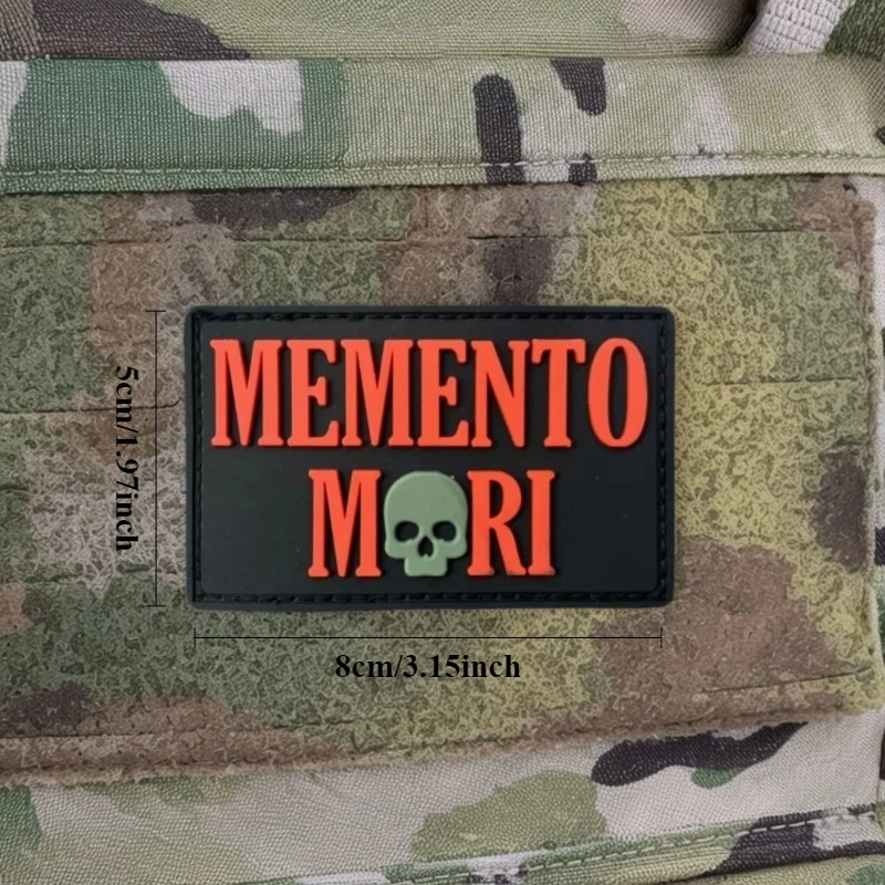 Parche táctico de PVC Memento Mori, insignia de moral con gancho y bucle, brazalete de goma militar, accesorio Punk, pegatina para ropa - imagen 4