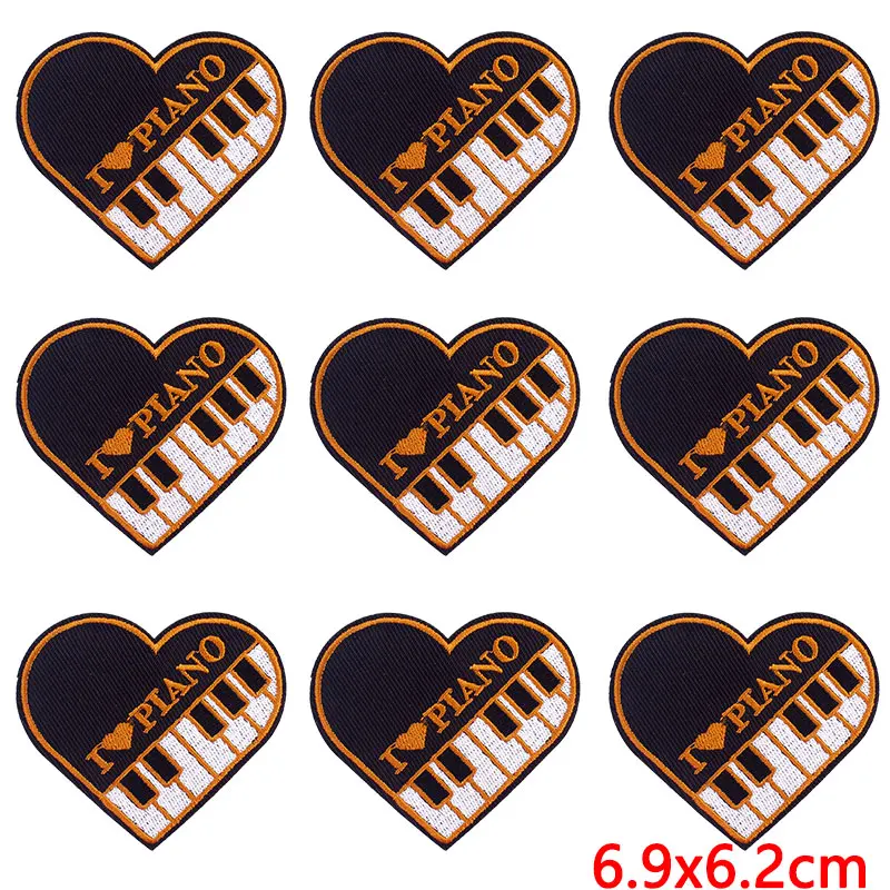 10 unids/pack parche bordado divertido en ropa parche de Piano termoadhesivo parche Fusible para ropa pegatinas insignia DIY - imagen 2