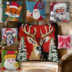 Paquete de almohada con nudo de Feliz Navidad, Kit de gancho de pestillo de Satán Smyrna, alfombras, almohada, accesorios para manualidades, materiales, paquete de botones, cojín