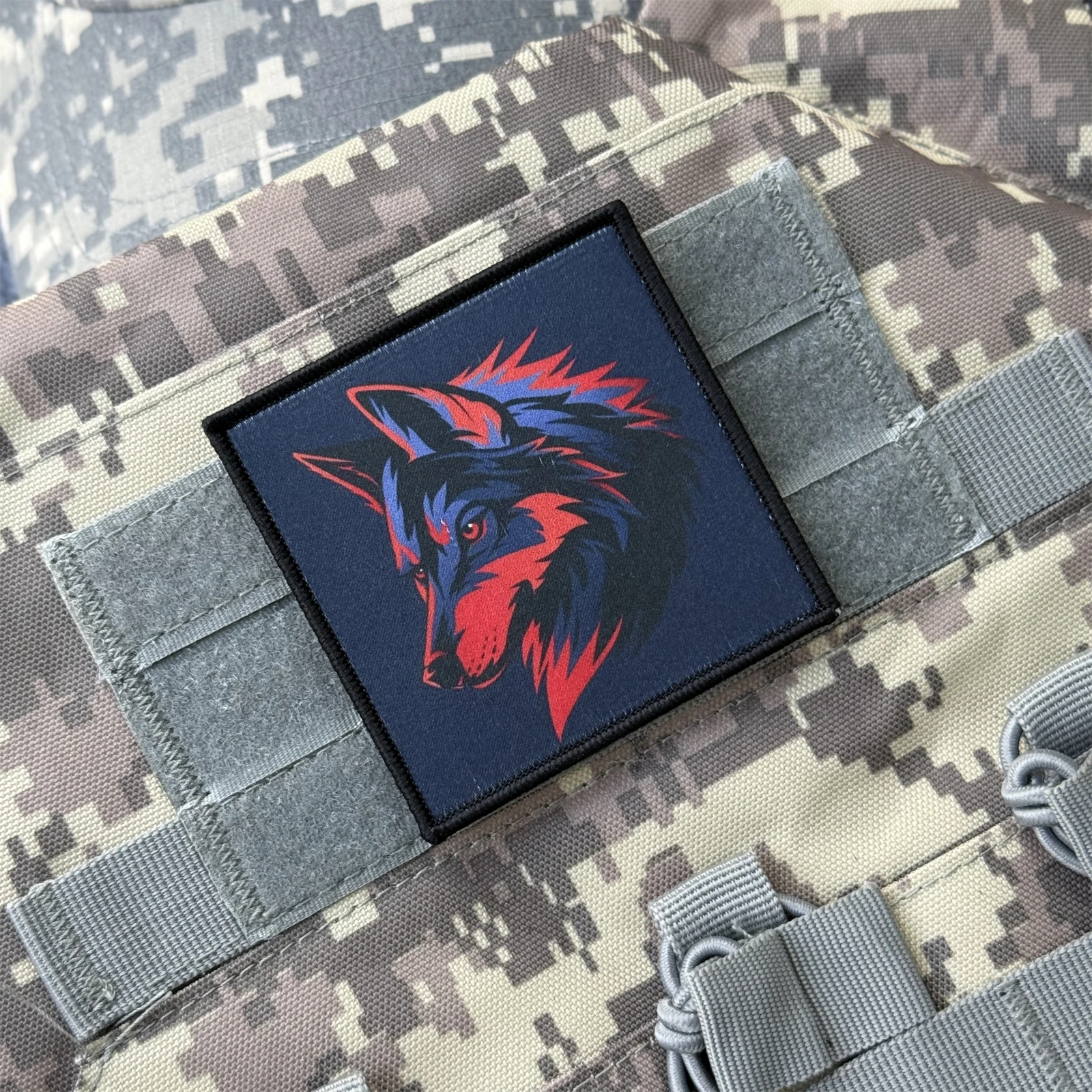 Parche de lobo táctico, insignia de moral impresa, apliques, parches militares de gancho y bucle para ropa, pegatinas para mochila al aire libre