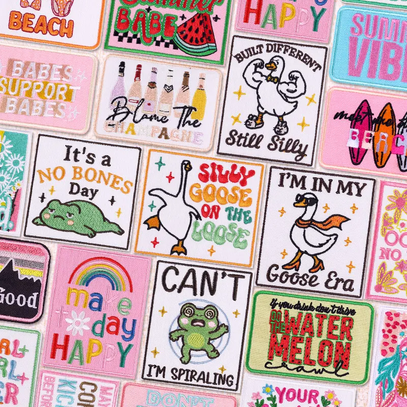 Parche de animales divertido, parches bordados para planchar para ropa, parches termoadhesivos, parche de letras de flores para decoración de apliques de ropa - imagen 2