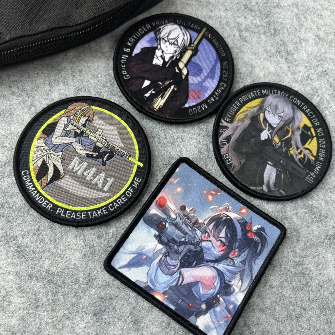 Parche impreso de primera línea para niña, insignia de moral táctica, parches militares con gancho para chica de Anime, pegatina para mochila para ropa, brazalete - imagen 2