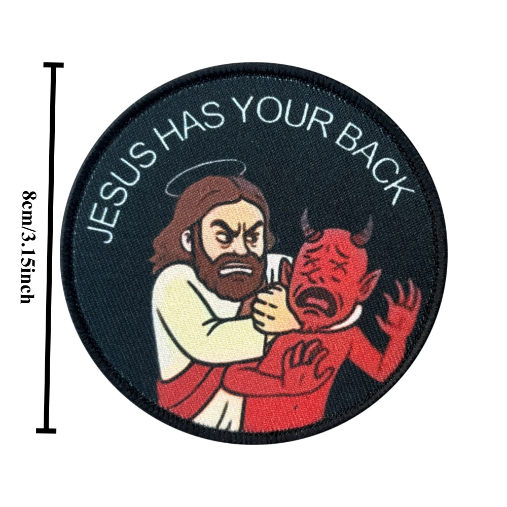 Jesús tiene tu parche táctico para la espalda, divertidos parches de gancho y bucle, brazalete, insignia de moral militar, mochila Chevron, pegatinas para chaleco - imagen 2