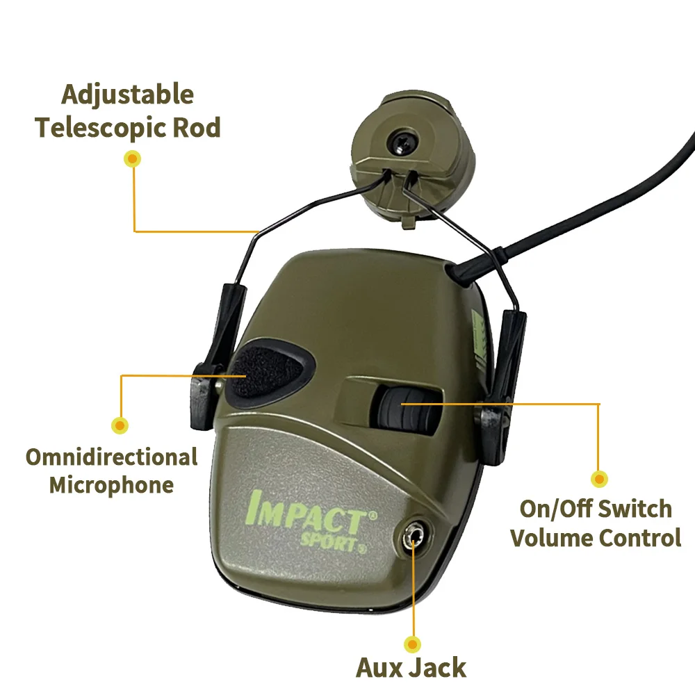 Casco de caza deportivo, orejeras electrónicas, adaptador de pista para casco, soporte táctico para auriculares, reducción de ruido - imagen 3