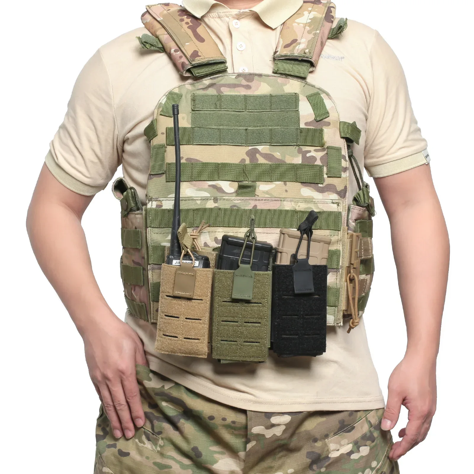 Bolsa táctica para revistas de 5,56mm M4 M16 AR15 AK Molle, soporte magnético cortado con láser, bolsa Universal para walkie-talkie, bolsa para Radio de caza