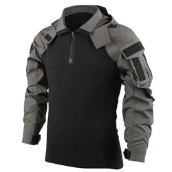 Camisa táctica con capucha camuflaje para hombre algodón resistente