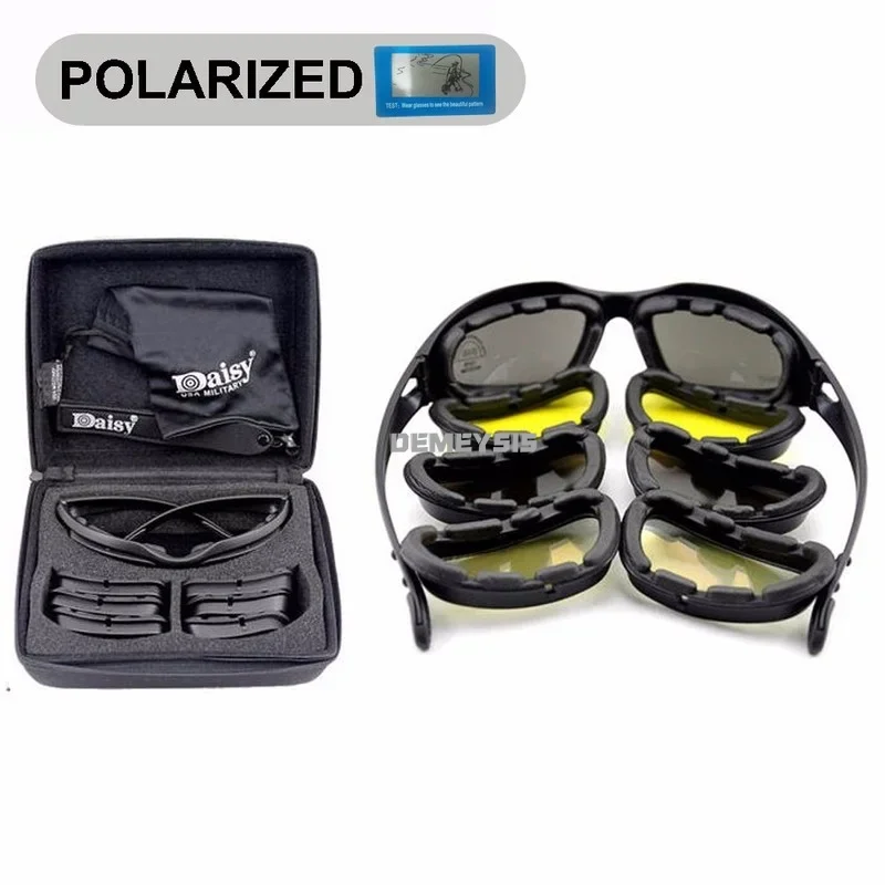 Gafas polarizadas tácticas de 4 lentes, protección UV, gafas de sol para caza al aire libre, gafas de combate CS Wargame Paintball - imagen 2