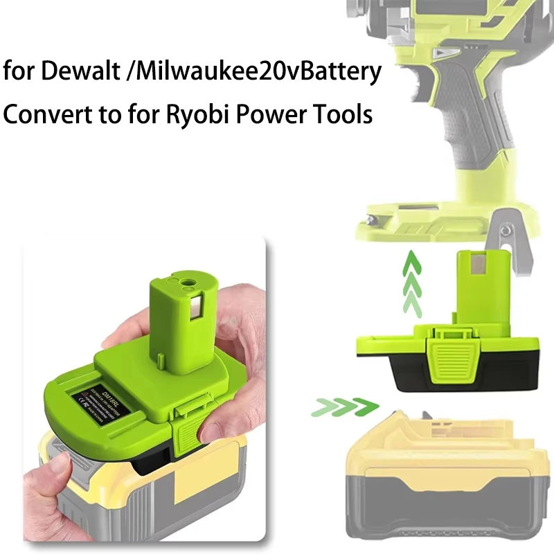 Adaptador de batería convertidor para Dewalt 20v Max para Milwaukee 18V batería de litio convertir a herramientas eléctricas Ryobi taladro DM18RL - imagen 2