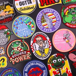 Parche con emblema de Oeteldonk de Países Bajos, parche bordado de rana, parches para planchar para ropa, parches bordados de Carnaval de Países Bajos