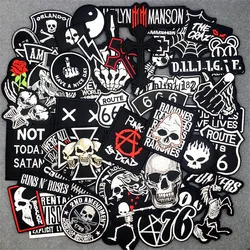 Parches Punk bordados para planchar – apliques blanco y negro