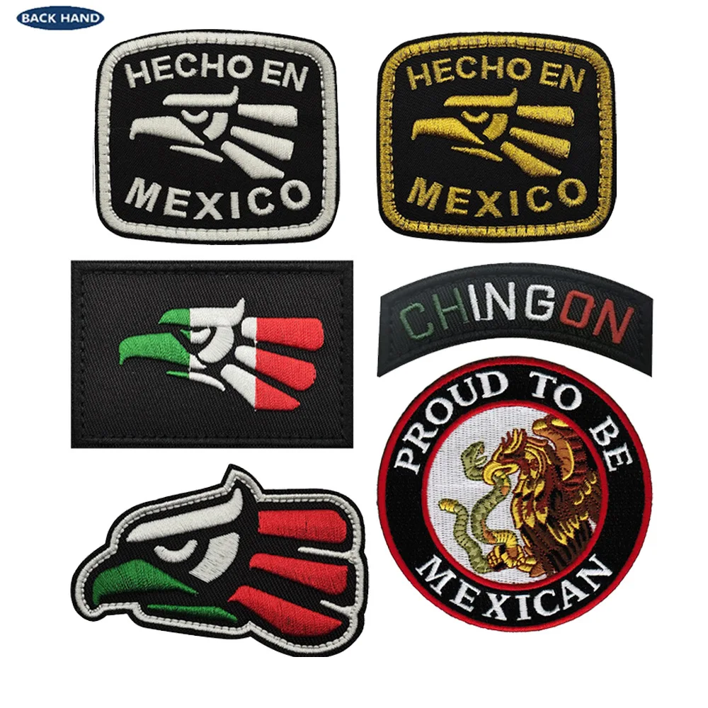 Parche bordado de calavera de México, insignia a juego con bandera, brazalete, bolso, parches de hierro para ropa, parches bordados de costura en ropa - imagen 3