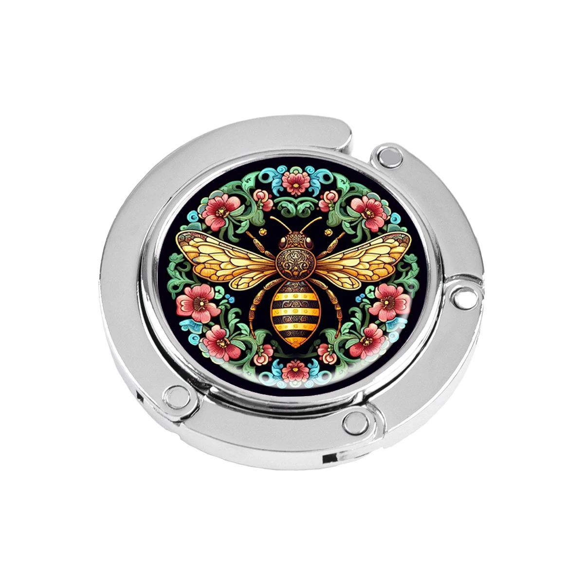 Ganchos para bolsos de abeja, soportes plegables de Metal para bolsas de mesa, perchas portátiles para monedero, accesorios de piezas únicas, ganchos antideslizantes de flores - imagen 2