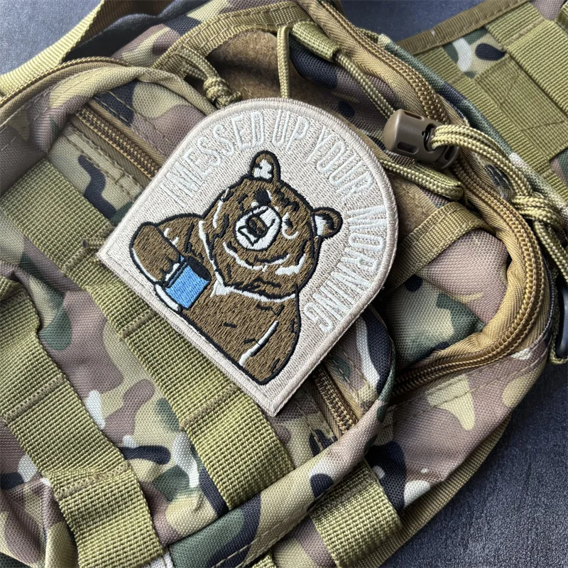 Parche moral táctico oso bordado para ropa y mochilas – Gancho bucle