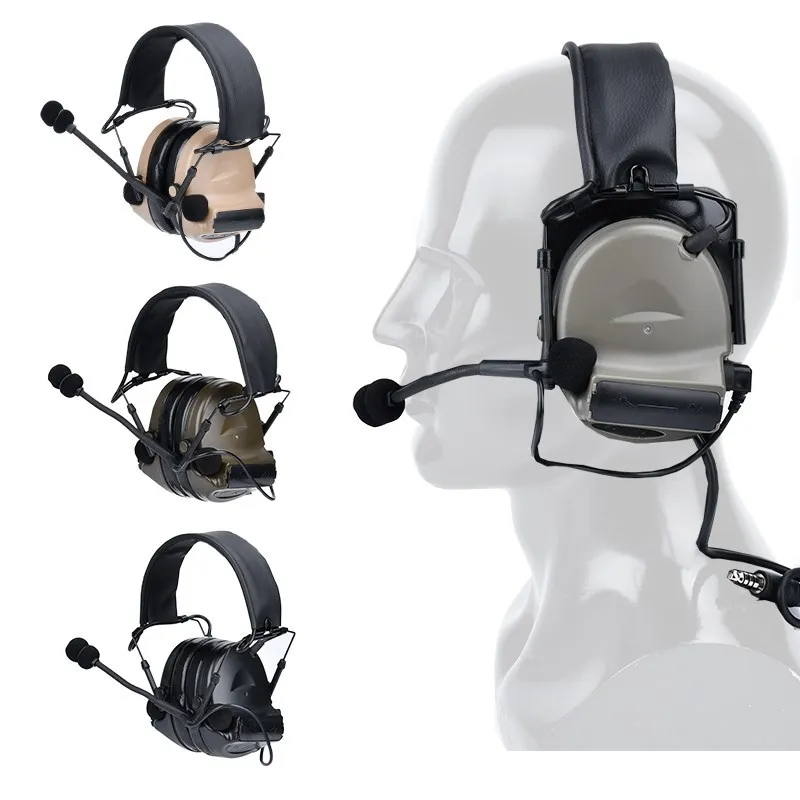 Auriculares WADSN COMTAC II, auriculares de comunicación para grabación, auriculares de Airsoft Kenwood U94 PTT, para caza al aire libre sin reducción de ruido - imagen 2