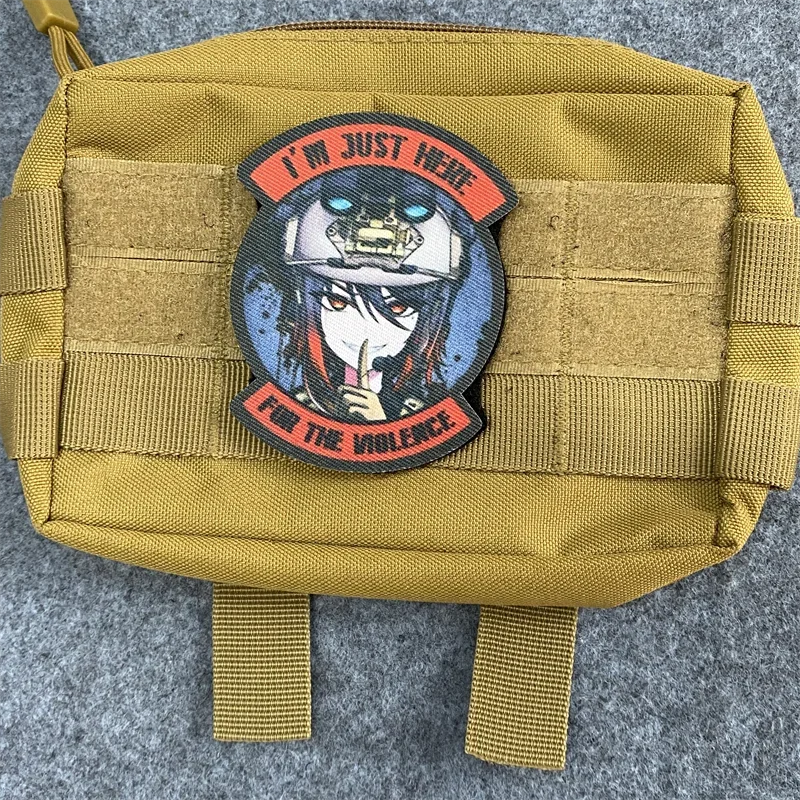 Parches con estampado de Anime, insignias de moral táctica, brazaletes de gancho y bucle, pegatinas de mochila, I'm Here for The Violence - imagen 3
