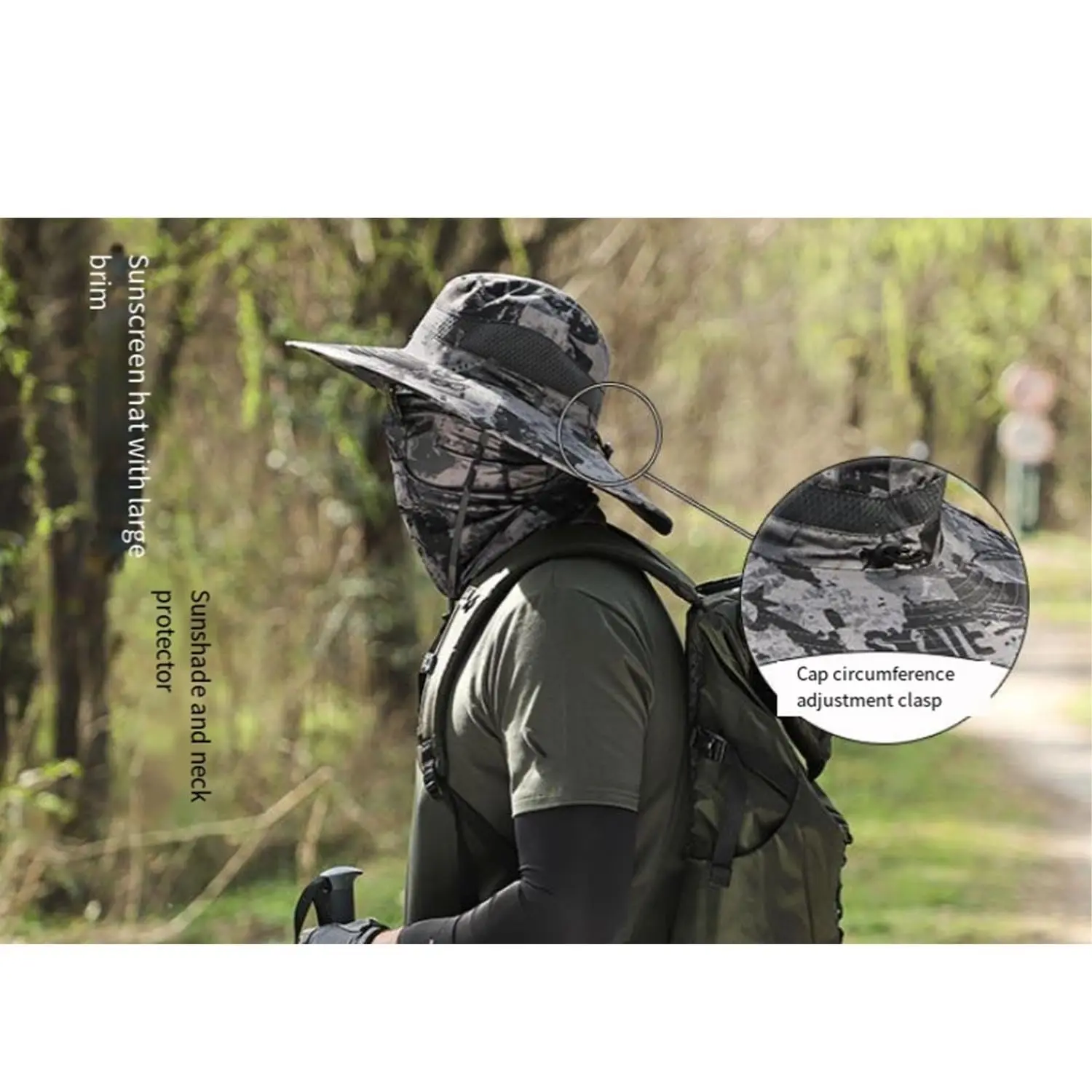 Sombrero para el sol de ala ancha para exteriores con 2 ventiladores solares Sombrero de cubo para el sol para hombres y mujeres UPF 50+ Sombrero de pesca y playa con ventilador incorporado - imagen 5