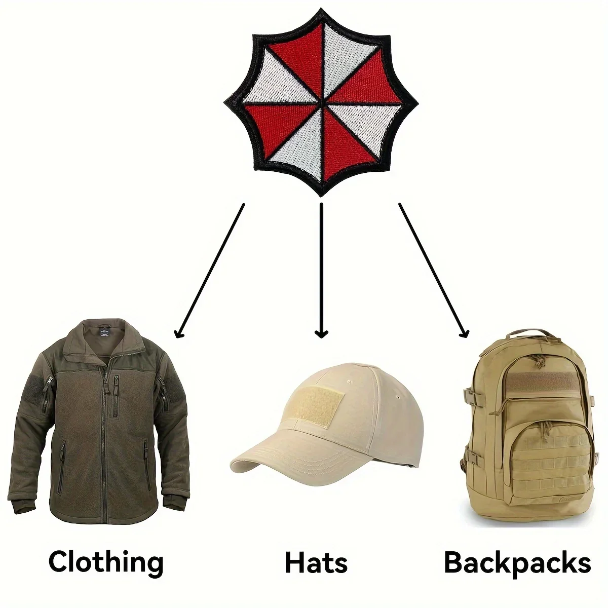 parches velcro mochila tácticos de bordados Parche táctico de Velcros Resident Evil Zombie – Paraguas Corp. Mochilas Molle con apliques de cosplay bordados para juegos de moral militar - imagen 5