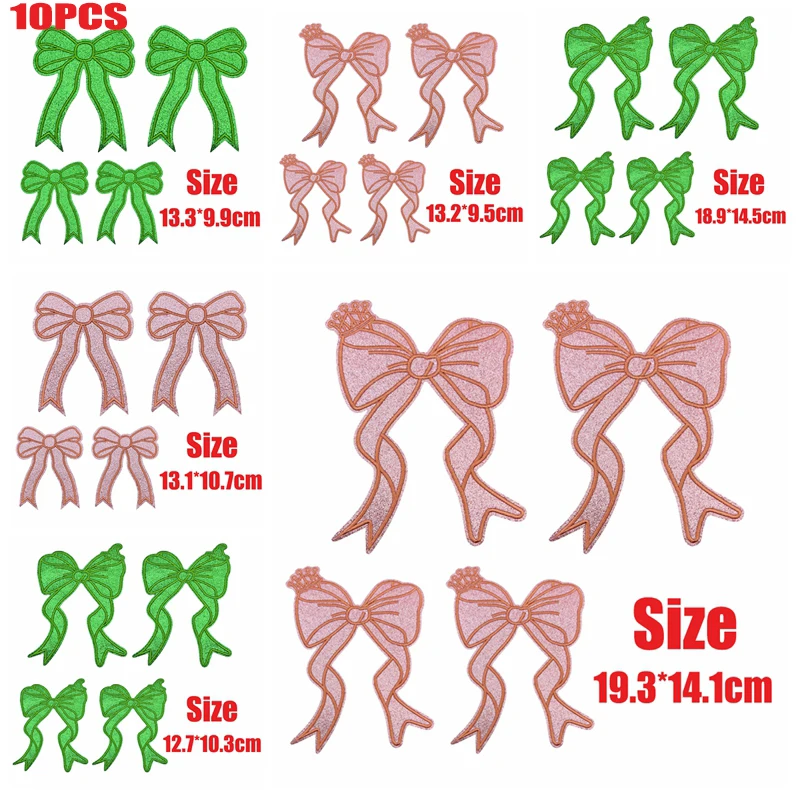 Parche termoadhesivo lazo verde rosa purpurina – planchar o coser
