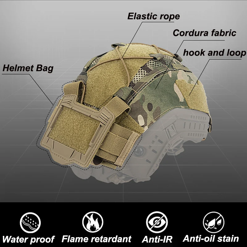 Cubierta táctica para casco con bolsa de batería NVG para casco FAST MH PJ BJ OPS-Core Airsoft, accesorios para caza y Paintball - imagen 3