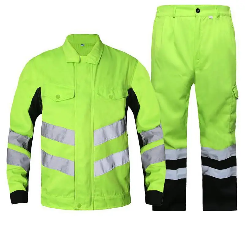 Traje de ropa de trabajo de construcción al aire libre para hombres, cinturón verde fluorescente, tira reflectante, protección de trabajo de electricista antiestática - imagen 2