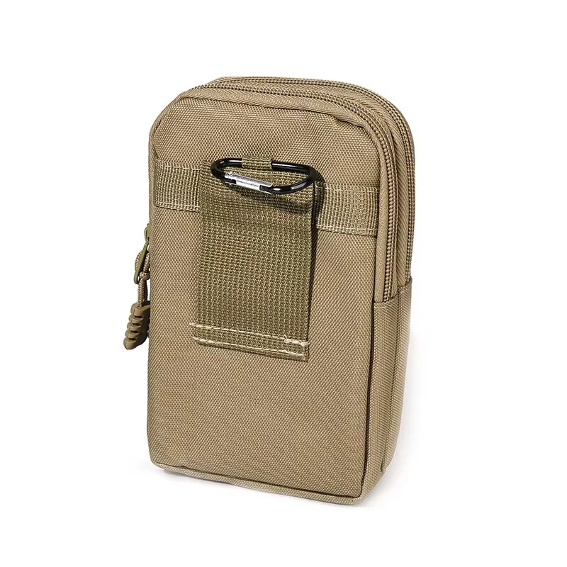 DIZETION, cintura militar para exteriores de doble capa, bolsa para teléfono para hombre, bolsa de cintura táctica para acampar y cazar, bolsa táctica caqui para exteriores - imagen 4