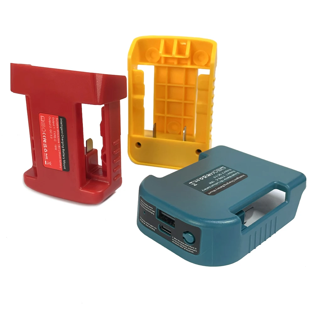 Adaptador de cargador portátil para batería de iones de litio Makita/Dewalt/Milwaukee de 18V con soporte de batería USB tipo C, cargador USB más nuevo - imagen 3