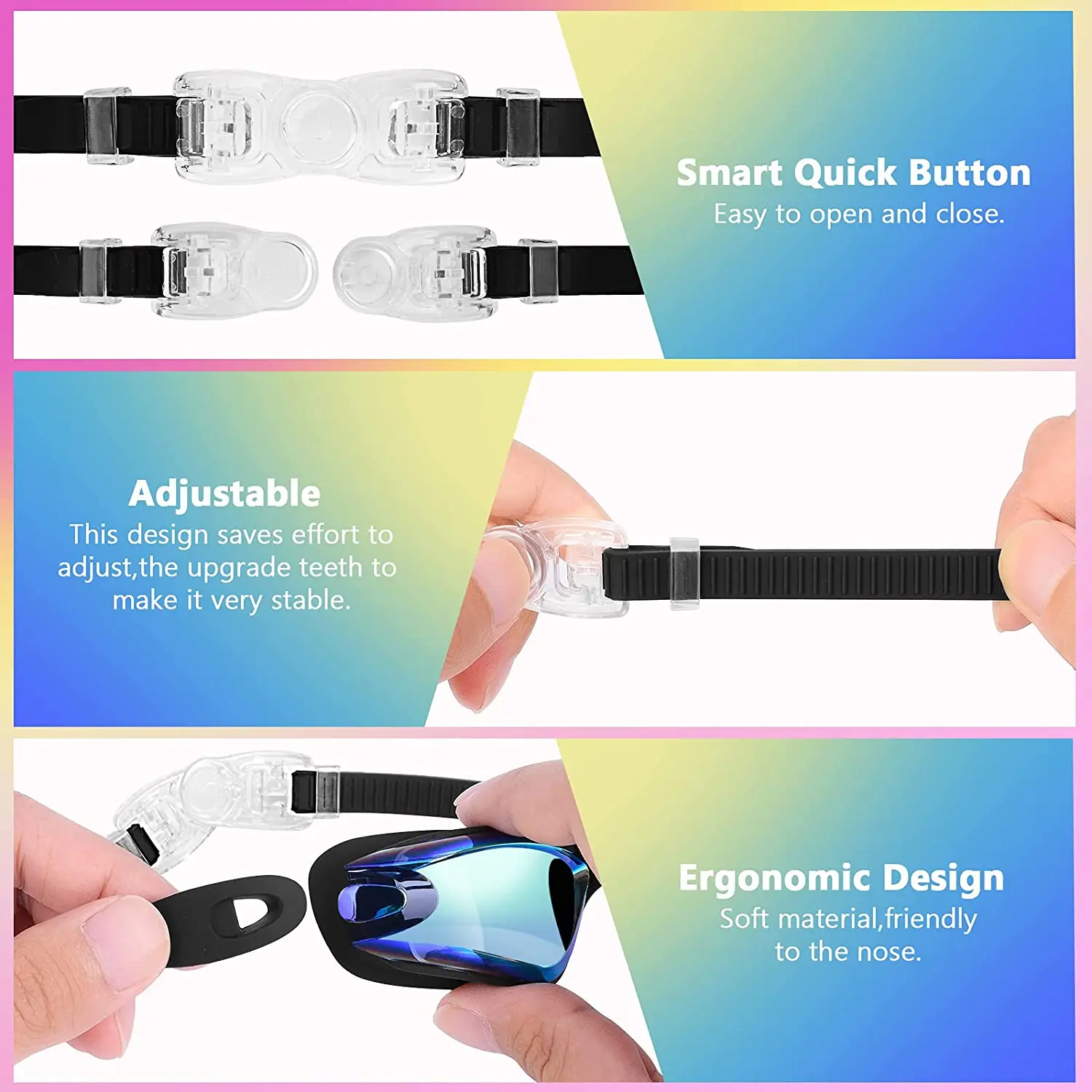 JSJM Gafas de natación ajustables impermeables con protección UV - imagen 4