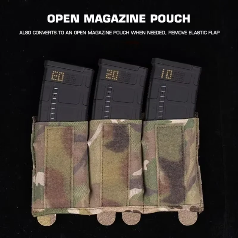 ERQYGRA revista táctica 5,56/7,62mm bolsa ligera con solapa Triple Mag caza Molle accesorios de Paintball bolsa de cintura de tiro - imagen 4