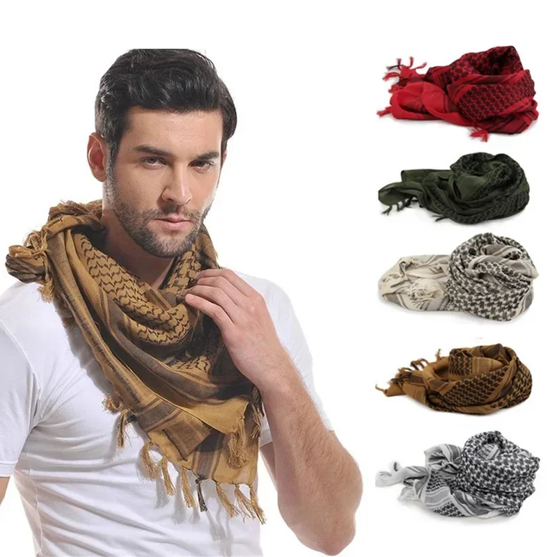 Bufanda de invierno a cuadros Hijab Bandana bufandas de senderismo árabe táctico elegante chal para mujer Shemagh borla ligera para hombres 100X100cm - imagen 3