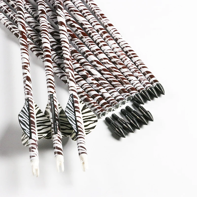 Spine-Flecha de carbono con patrón de cebra 400, arco compuesto de paletas de plástico de 32 "ID6.2 2", tiro con arco de caza, 12 piezas - imagen 2