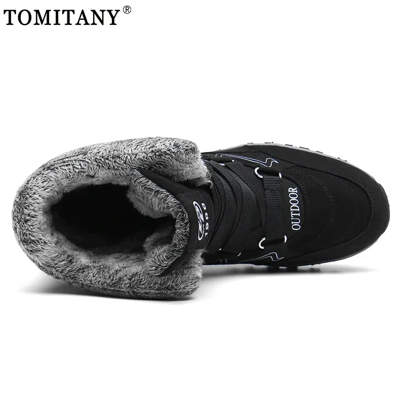 Botas de nieve de felpa de marca para hombre, botas de senderismo impermeables de alta calidad cálidas para invierno y exteriores, zapatos de trabajo impermeables antideslizantes para parejas y mujeres - imagen 2