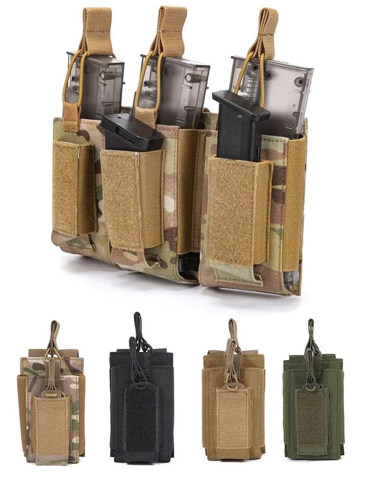 Bolsa táctica para revistas de tres pistolas Edc, accesorio para sistema Molle M4 M14 M16 AK AR Glock, revista universal - imagen 5