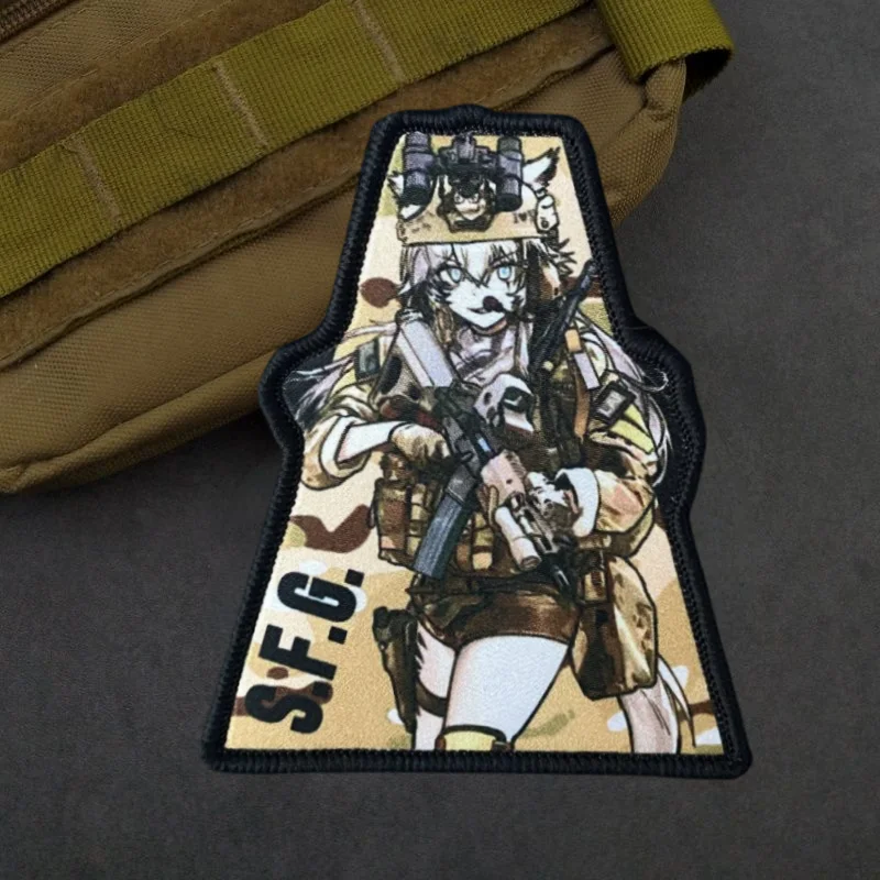 Parche estampado de Anime Gun Girl, chaleco, parches tácticos de gancho y bucle para ropa, insignia de moral, mochila, pegatinas decorativas, brazalete - imagen 4