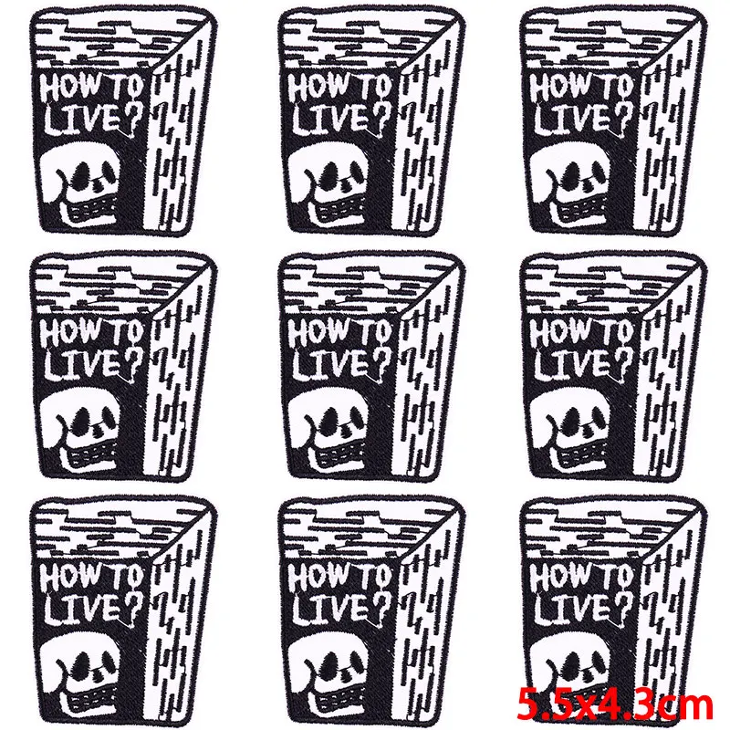 Parche bordado de calavera Punk, parches termoadhesivos para planchar en la ropa, parche de Hip Hop para ropa, 10 unidades por lote - imagen 4