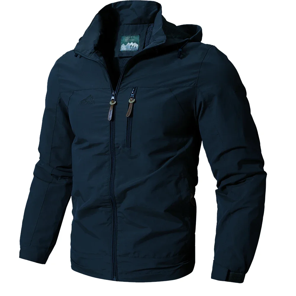 Chaqueta con capucha transpirable para hombre, abrigo ligero, chaquetas impermeables, cortavientos para exteriores, moda, primavera - imagen 3